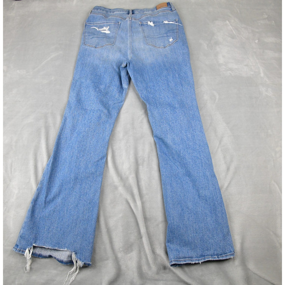 American Eagle Jeans Womens 12 Long (30x31) Curvy Super Hi-Rise Flare Distressed - Picture 6 of 11